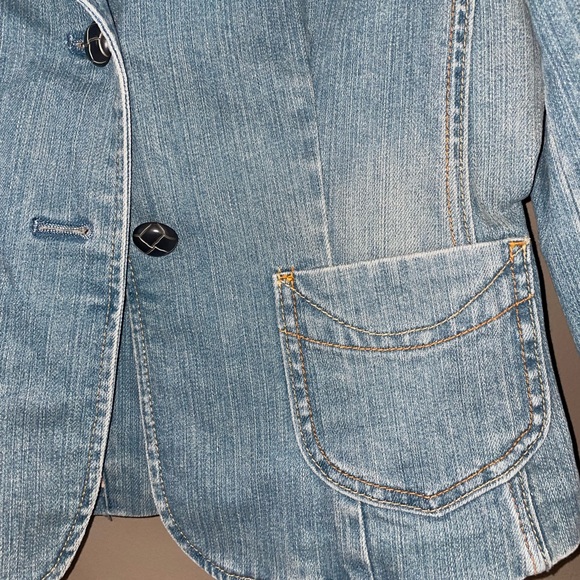 Womens Gap Button Jean Jacket Blue Short Collared Pockets Solid Long Sleeve Sz 4 - Picture 3 of 6